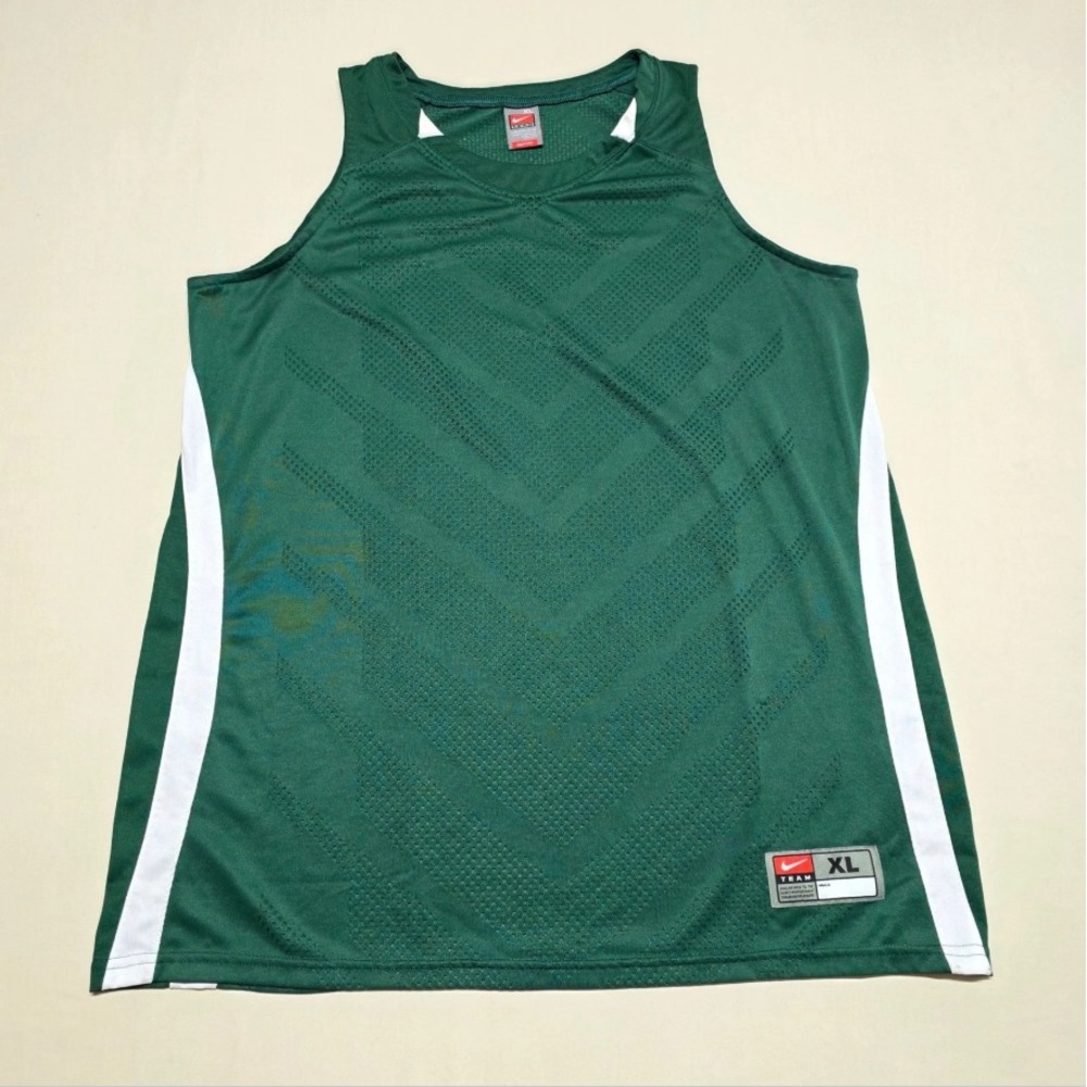 Nike Men XL Green Fit Dry Mesh Training Basketball Jersey Tank Pullover Breathab